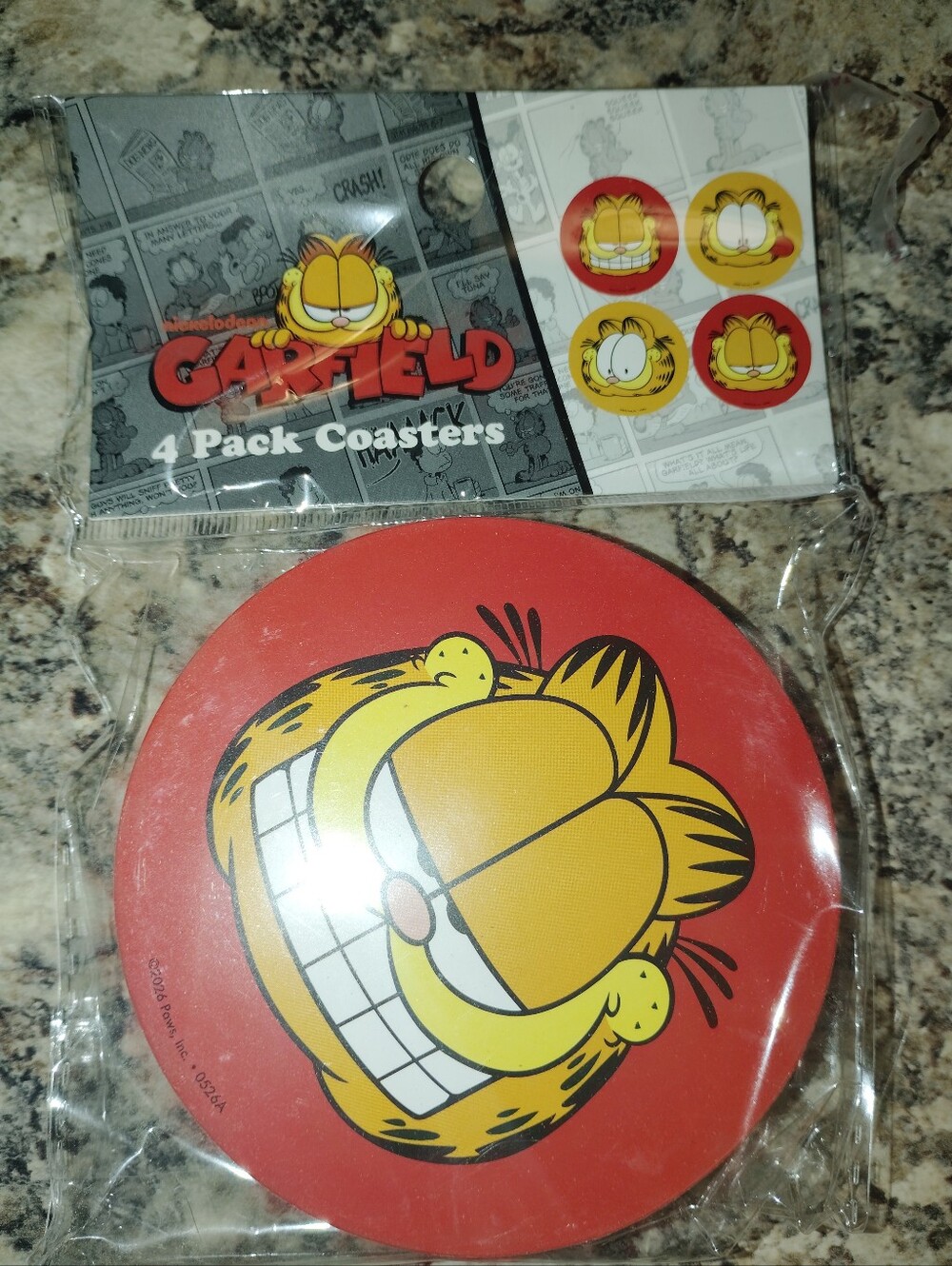 Garfield Red Round Coaster Set - 4 Pack New